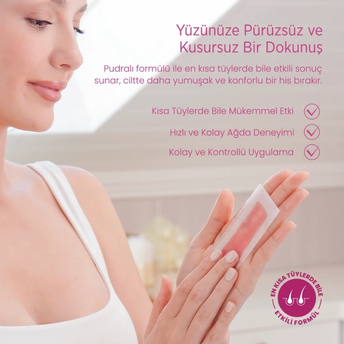 Vi-Vet Yüz İçin Sir Ağda Bant Seti Pudralı 27li (24 Yüz Bandı + 3 Temizleme Mendili)