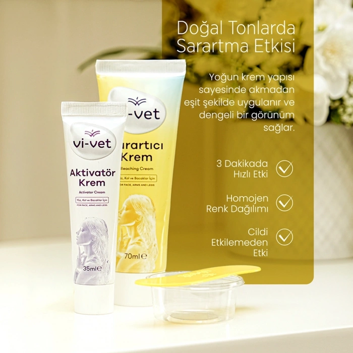 Vi-Vet Yüz, Kol ve Bacaklar İçin Tüy Sarartıcı Krem 70 ml + Aktivatör Krem 35 ml