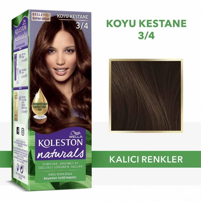 Wella Koleston Naturals Saç Boyası 3/4 Koyu Kestane