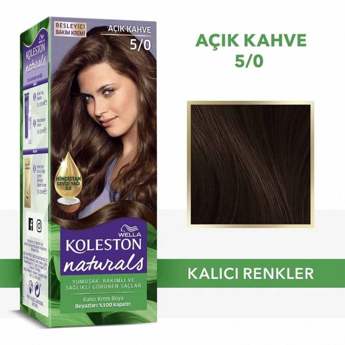 Wella Koleston Naturals Saç Boyası 5/0 Açık Kahve