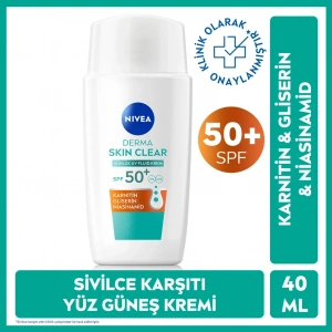 Nivea Derma Skin Clear UV Fluid 50 SPF Akne Karşıtı Yüz Güneş Kremi 40 ml
