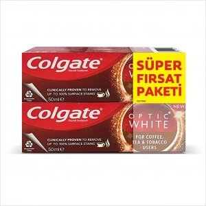 Colgate Optic White Kahve, Çay ve Tütün Kullanıcıları İçin Beyazlatıcı Diş Macunu 50 ml x 2