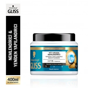 Gliss Aqua Revive 4ü 1 Arada Nemlendirici & Yeniden Yapılandırıcı Bakım Maskesi 400 ml
