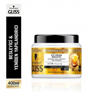 Gliss Oil Nutritive 4’ü 1 Arada Besleyici & Yeniden Yapılandırıcı Yağ Maskesi 400 ml