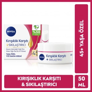 Nivea 45+ Yaş Kırışıklık Karşıtı + Sıkılaştırıcı Yüz Bakım Kremi 50 ml