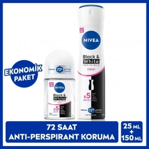 Nivea Invisible Black & White Clear Kadın Deodorant Sprey 150 ml + Mini Roll-on 25 ml