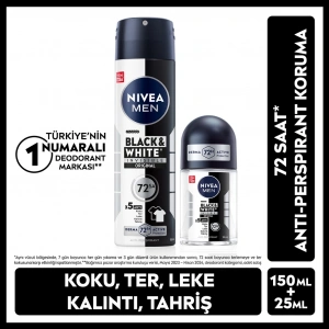 Nivea Men Black & White Invisible Erkek Deodorant Sprey 150 ml + Roll-on 25 ml