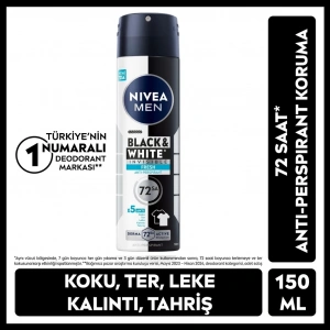 Nivea Men Erkek Sprey Deodorant Black & White Invisible Fresh 150 ml