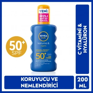 Nivea Sun SPF50 Yüksek Güneş Koruyucu ve Nemlendirici Vücut Spreyi 200 ml