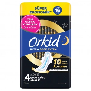 Orkid Ultra Gece Extra (Boy 4) Gece Extra Hijyenik Ped 16 Adet