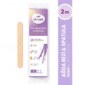 Vi-Vet Ağda Bezi 2 metre + Spatula (10 Adet 20 cm Dilimli Ağda Bezi + 1 Spatula)