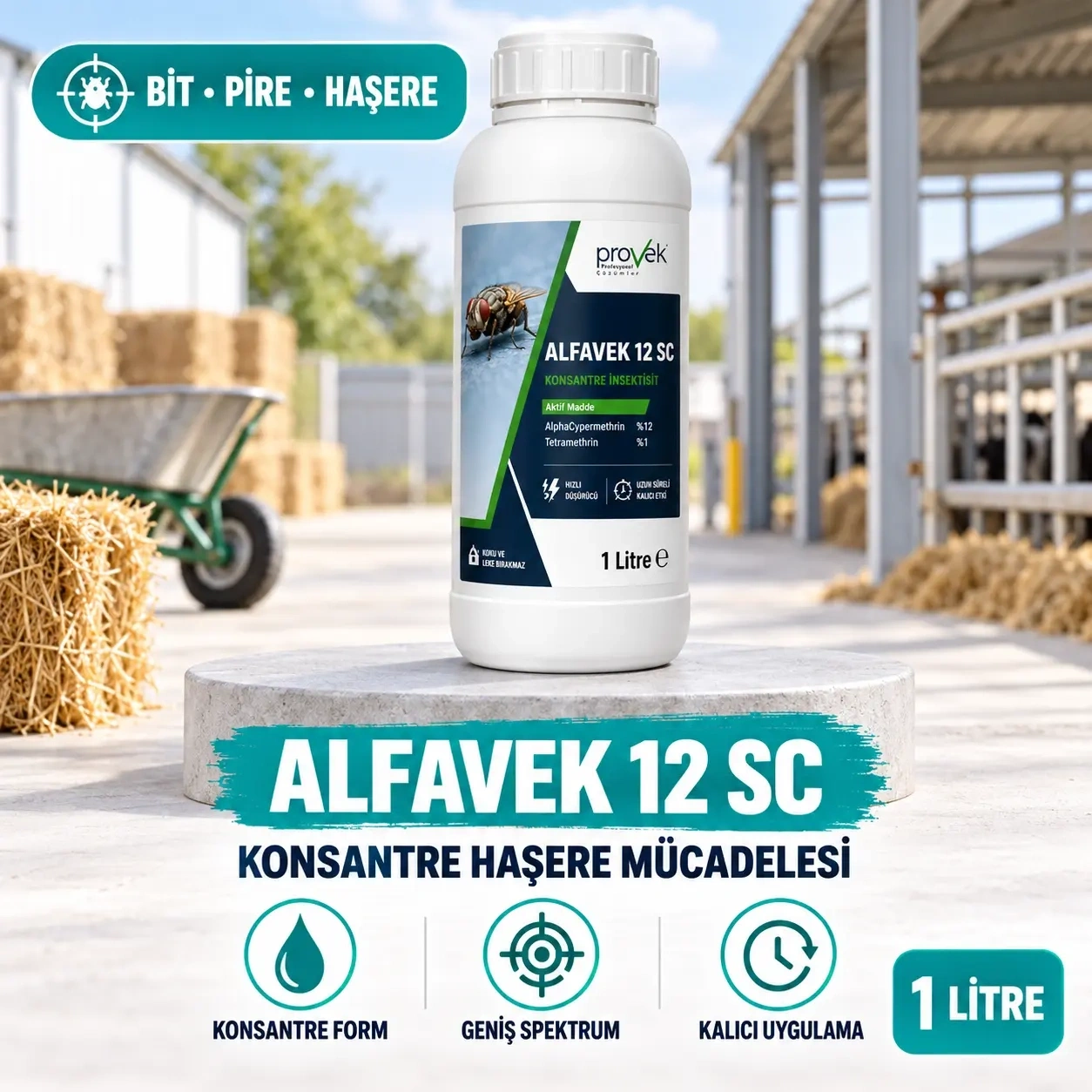 Alfavek 12 SC Konsantre 1 litre Bit Pire Haşere İlacı