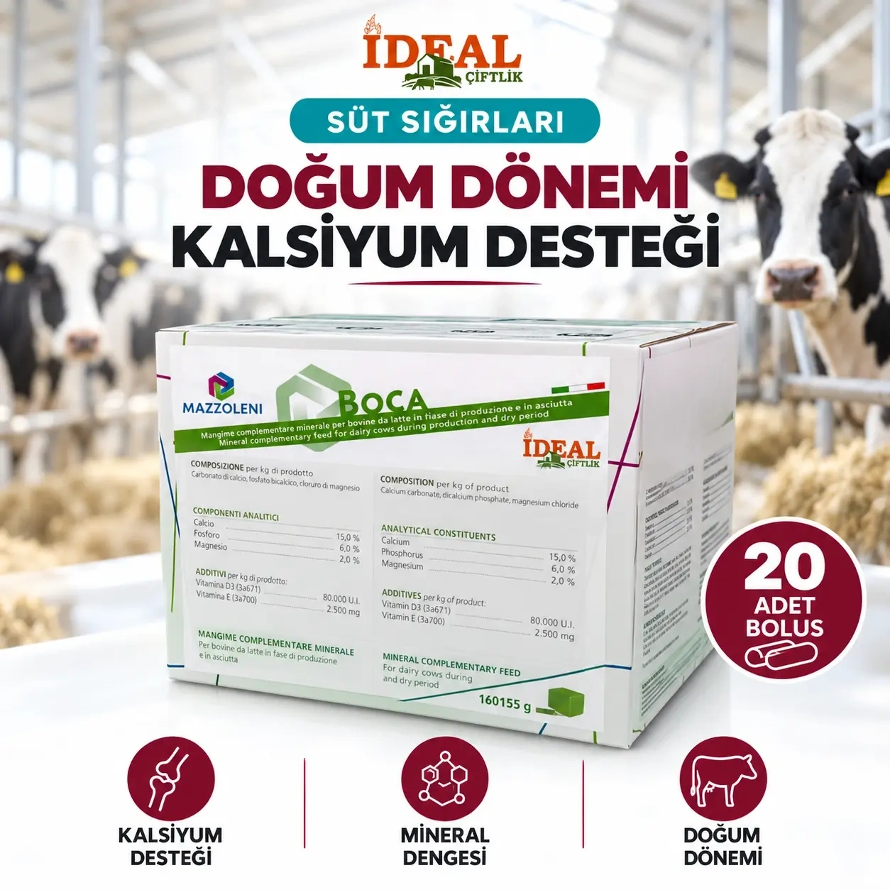 BoCa Hipokalsemi Riski için Bolus 20 Adet
