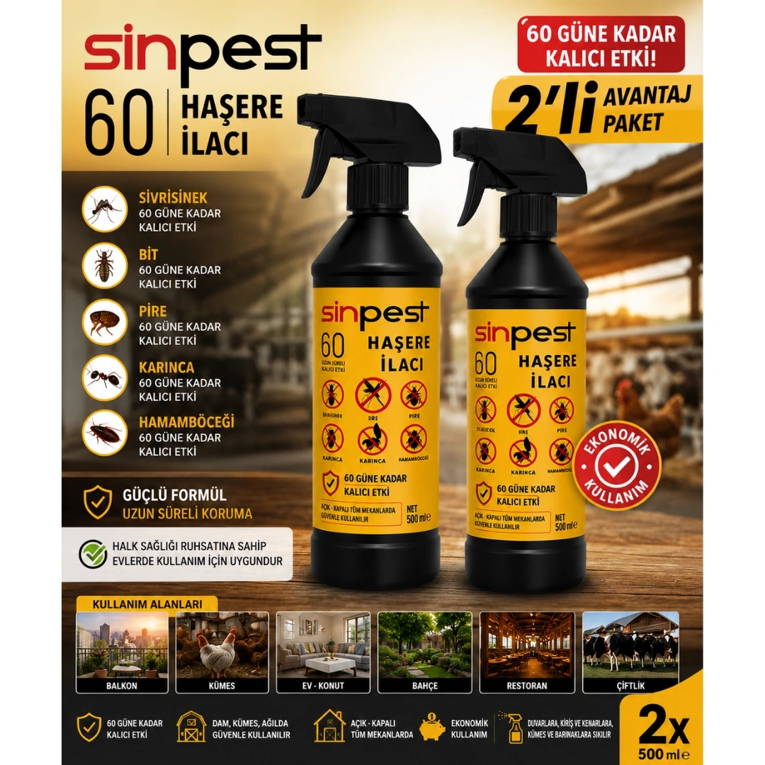 Sinpest Sivrisinek, Bit, Pire, Karınca, Hamamböceği 2 X 500 Ml