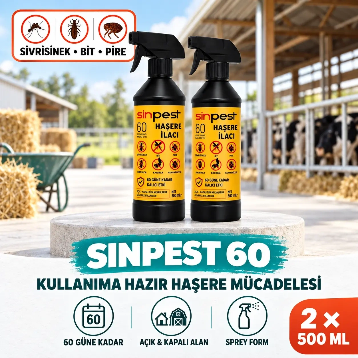 Sinpest Sivrisinek, Bit, Pire, Karınca, Hamamböceği 2 X 500 Ml