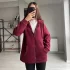 Bordo 3 İplik Kapüşonlu Polarlı Oversize Hırka