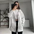 Gri 3 İplik Kapüşonlu Polarlı Oversize Hırka