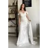 Beyaz Çiçek Yaka Balık Model Saten Abiye Elbise (Ön Sipariş)