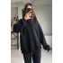 Siyah 3 İplik Polarlı Oversize Sweatshirt