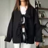 Siyah Bağlamalı Kaşe Kimono Ceket