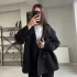 Siyah Oversize Kısa Kaşe Kaban