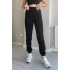 Siyah Yüksek Bel Lastikli Jogger Eşofman Altı