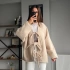 Bej Bağlamalı Kaşe Kimono Ceket