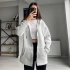 Gri 3 İplik Kapüşonlu Polarlı Oversize Hırka