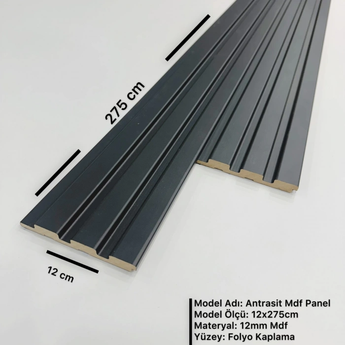 Antrasit (Black Leed) MDF Lambri Duvar Paneli 12cm
