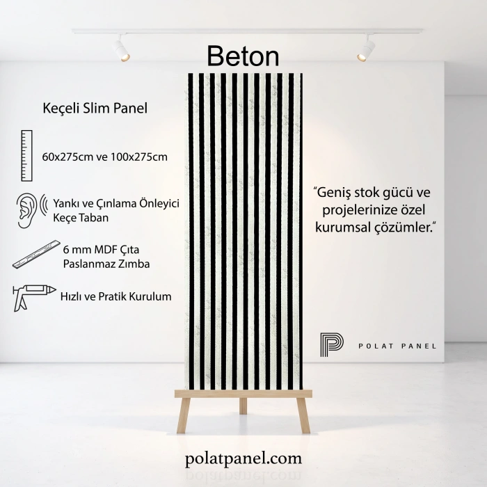 Beton Esnek Keçeli Slim Duvar Paneli 60cm