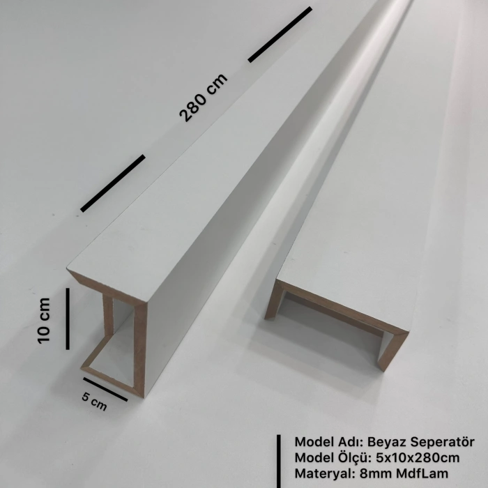 Beyaz 5cm x 10cm x 280cm Seperatör / Bölme