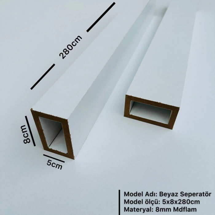Beyaz 5cm x 8cm x 280cm Seperatör / Bölme
