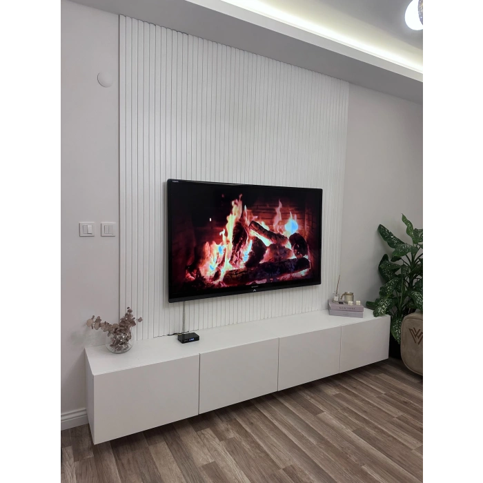 Beyaz (White) MDF Lambri Duvar Paneli 12cm