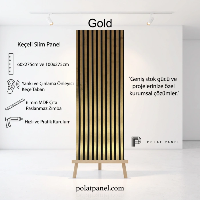 Gold Altın Esnek Keçeli Slim Duvar Paneli 60cm