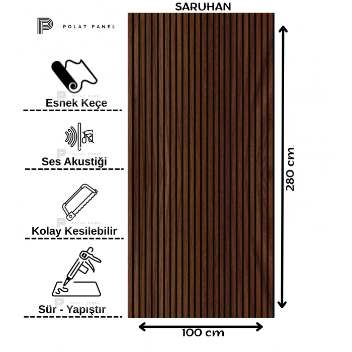 Saruhan Esnek Keçeli Slim Duvar Paneli 100cm