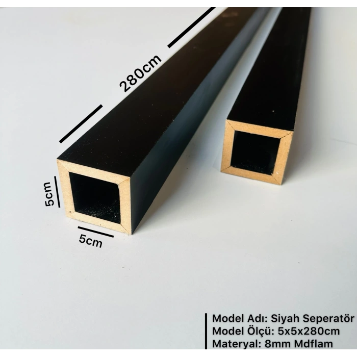 Siyah 5cm x 5cm x 280cm Seperatör / Bölme