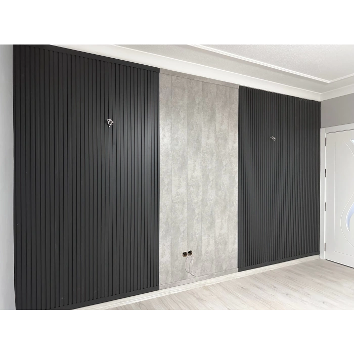 Siyah (Black Edition) MDF Lambri Duvar Paneli 12cm