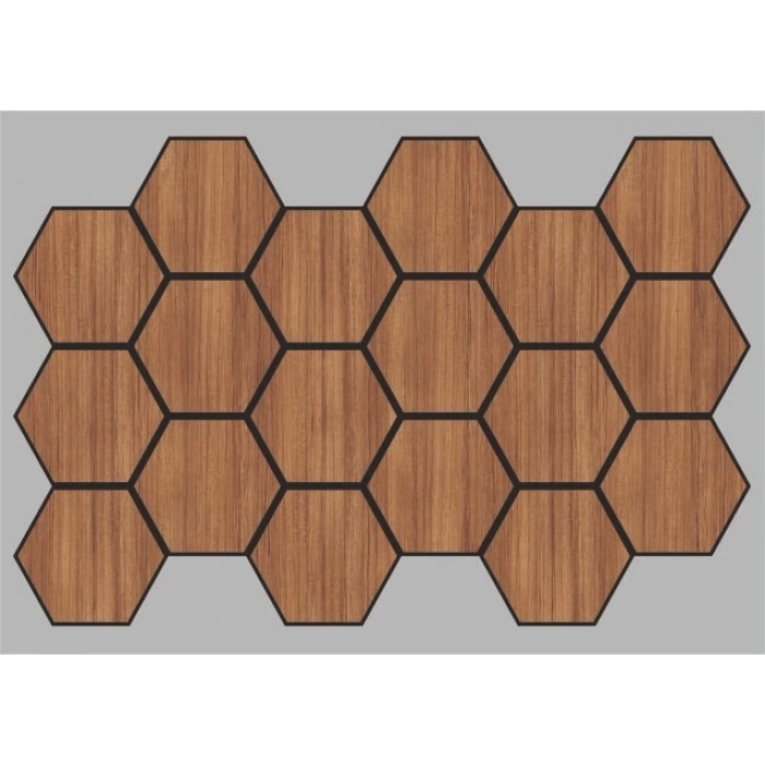 Teak Jr. Hexagon AltıGen Akustik Duvar Paneli