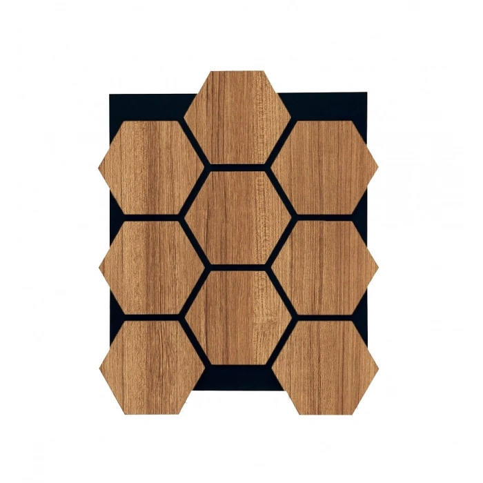 Teak Hexagon AltıGen Akustik Duvar Paneli