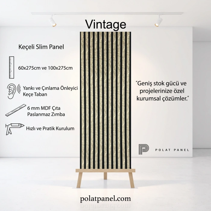 Vintage Esnek Keçeli Slim Duvar Paneli 60cm