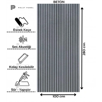 Beton Esnek Keçeli Slim Duvar Paneli 100cm