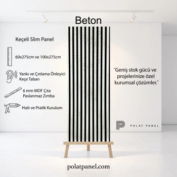 Beton Esnek Keçeli Slim Duvar Paneli 60cm