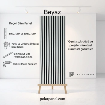 Beyaz-Siyah Esnek Keçeli Slim Duvar Paneli 100cm
