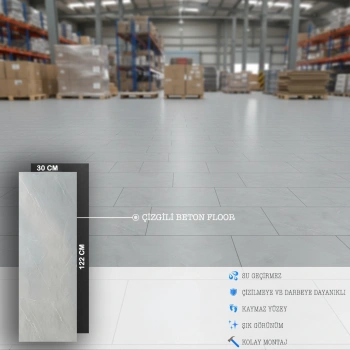 Çizgili Beton Floor SPC Zemin Kaplama (2,23 m²)