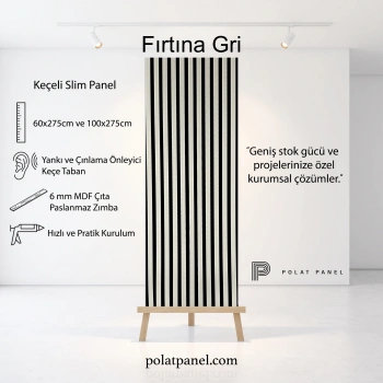 Fırtına Gri Esnek Keçeli Slim Duvar Paneli 100cm