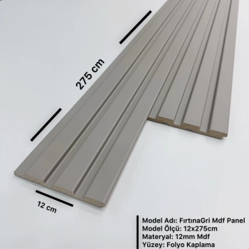 Fırtına Gri (Sandgrou) MDF Lambri Duvar Paneli 12cm