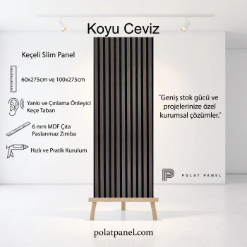 Koyu Ceviz Esnek Keçeli Slim Duvar Paneli 60cm