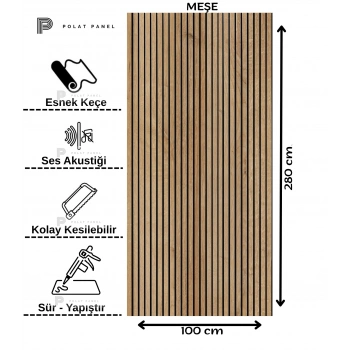 Meşe Esnek Keçeli Slim Duvar Paneli 100cm