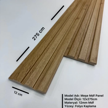 Meşe (Pecan) MDF Lambri Duvar Paneli 12mm