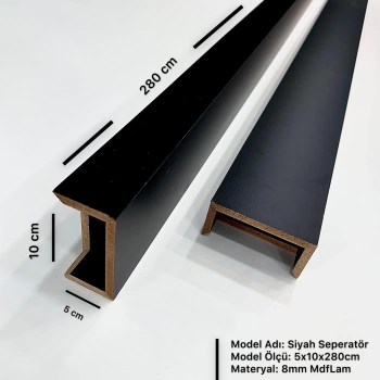 Siyah 5cm x 10cm x 280cm Seperatör / Bölme